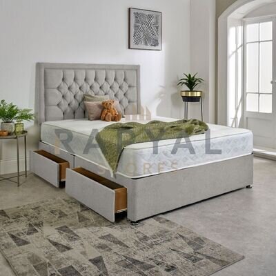 PLUSH DIVAN BED SET WITH LUX MATTRESS AND HEADBOARD 3FT 4FT 4FT6 Double 5FT King