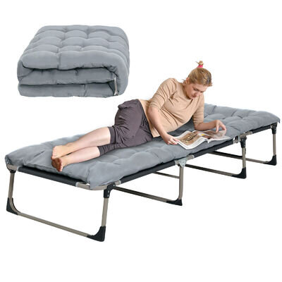 Folding Bed with Soft Cushion Guest Bed with Adjustable Backrest Portable Cots