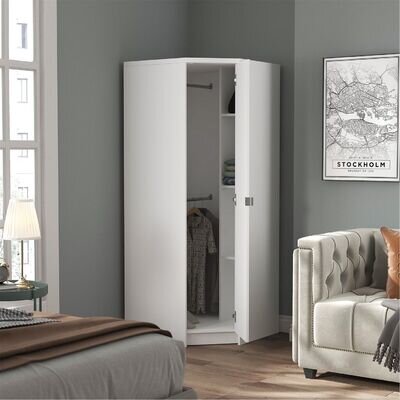 Homelife Unisex Corner Wardrobe with Mirror Wardrobes