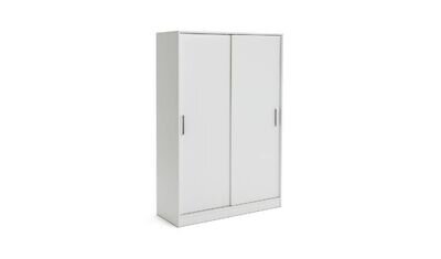 Nova 2 Door Sliding Wardrobe White with Hanging Rail Storage Bedroom Cupboards