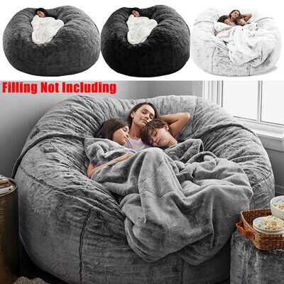 5/6FT Giant Bean Bag Sofa Memory Living Room Chair Microsuede Soft Protect Cover