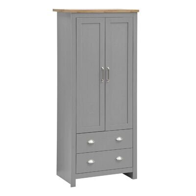 Wardrobe Bedroom Furniture 2 Door 2 Drawers Bedroom Storage Hanging Bar Clothes