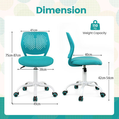 Children's Study Chair Ergonomic with Adjustable Height Turqoise