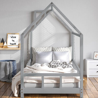 Kid House Bed Frame Single Bed Solid Wood Treehouse Toddler Child Floor Bedframe
