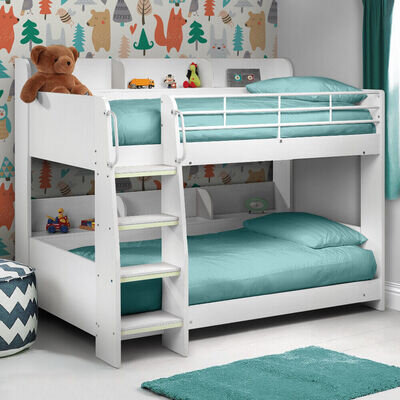 Wooden Bunk Bed, Domino Children's Storage Bed Single with 4 Mattress Options