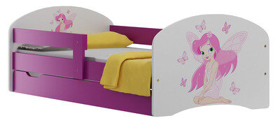 QUALITY CHILDREN WOODEN BED JUNIOR/SINGLE TODDLER + DRAWER princess fairy pink
