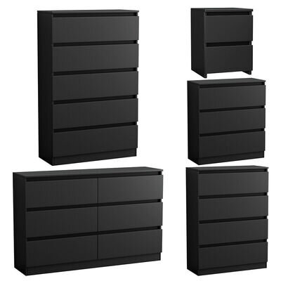Black Modern Chest of Drawers 2 3 4 5 6 8 Drawer Bedside Cabinet Nightstand