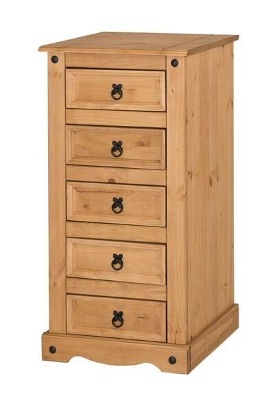 Corona Chest of Drawers 5 Drawer Narrow Mexican Solid Pine by Mercers Furniture®