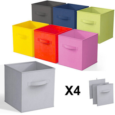X4 Storage Cube Boxes Fabric Foldable Collapsible Storage Box Basket Clothes Toy