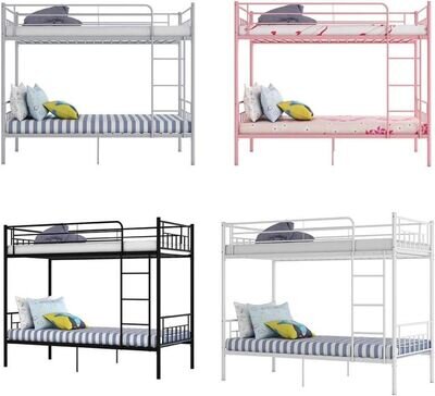 Metal Single Bunk Beds Siblings Twins Bedroom Furniture with Mattress Option 3FT