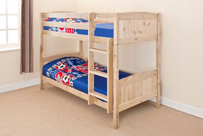 2ft6 Shorty 3ft Single Bunk Bed Wooden Frame in Pine White Split into 2 Beds