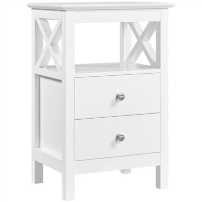 White Bedside Table Wooden Nightstand Cabinet X Shaped Sofa End Side Table Used