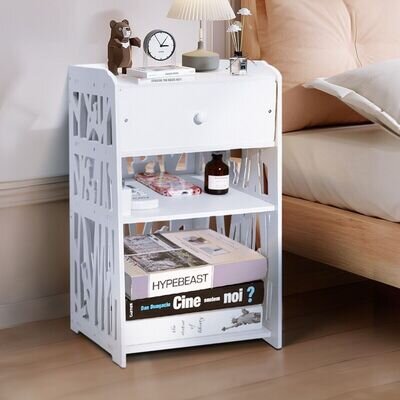 Bedside Table White Drawer Cabinet Small Side End Table Nightstand Storage Shelf