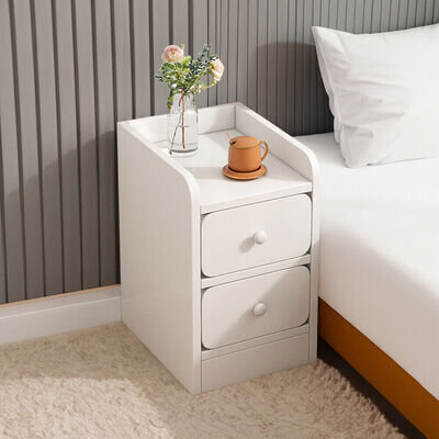 Narrow Slim Bedside Table Drawers Cabinet Sofa End Side Table Nightstand White