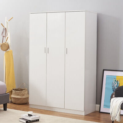 3 Door Triple Wardrobe Bedroom Clothes Cupboard with Shelves & Hanging Rail