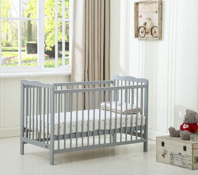 MCC® Grey Brooklyn Baby Cot Crib With Water repellent Mattress