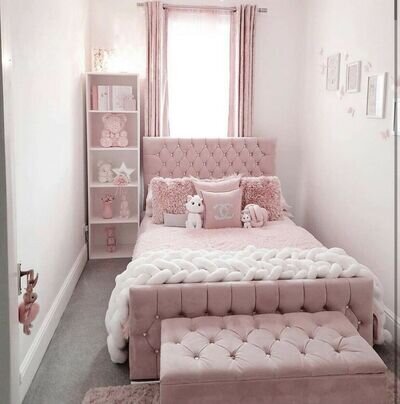Princess Diamante Pink Plush Upholstered Bed Frame & 9" Mattress FREE DELIVERY!