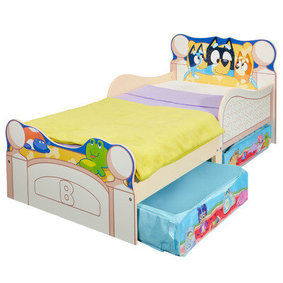 Bluey BedtimeToddler Bed Kids Junior Cot Bed Frame Furniture with Storage