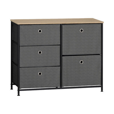 Set of Charcoal Grey Canvas Drawers With Oak effect Melamine Top 700mmH x 860mmD