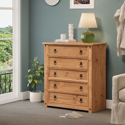 Corona Chest of Drawers 5 Drawer Rustic Mexican Solid Pine by Mercers Furniture®