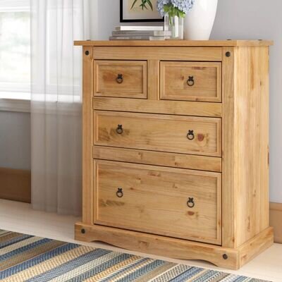 Corona Chest of 4 Drawers 2 + 2 - Mexican Solid Pine Bedroom