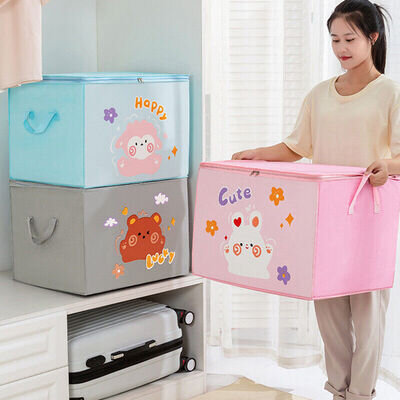 Toy Storage Box Children Animal Print Box Lid Room Organiser Foldable :UK