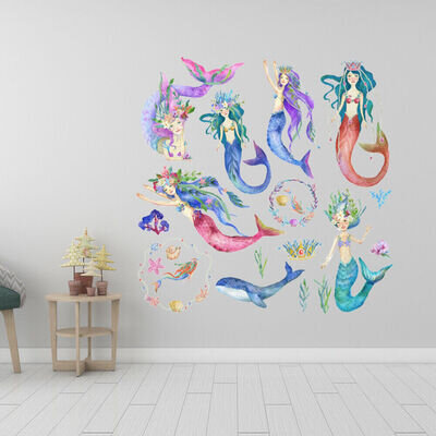 Home Wallpaper Fish Stickers Mermaid Party Supplies Cartoon