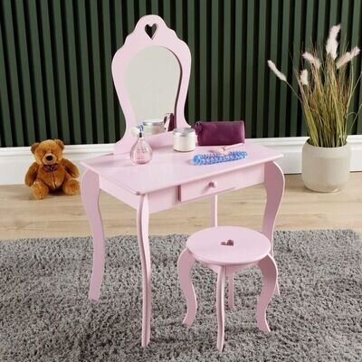 Pink Vanity dressing table beauty kids dresser Mirror make up childrens bedroom