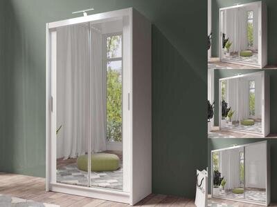 Bedroom Mirror Sliding Door Wardrobe DAKO 3 Option LED White 4 SIZES - BEST DEAL