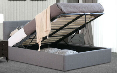 Fabric Gas Lift Ottoman Bed in Grey, Cream or Mocha With Matt Options