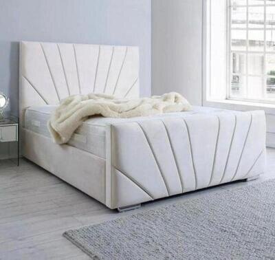Designer Plush Velvet Sunrise Bed With/Without Ottoman Gaslift Storage.